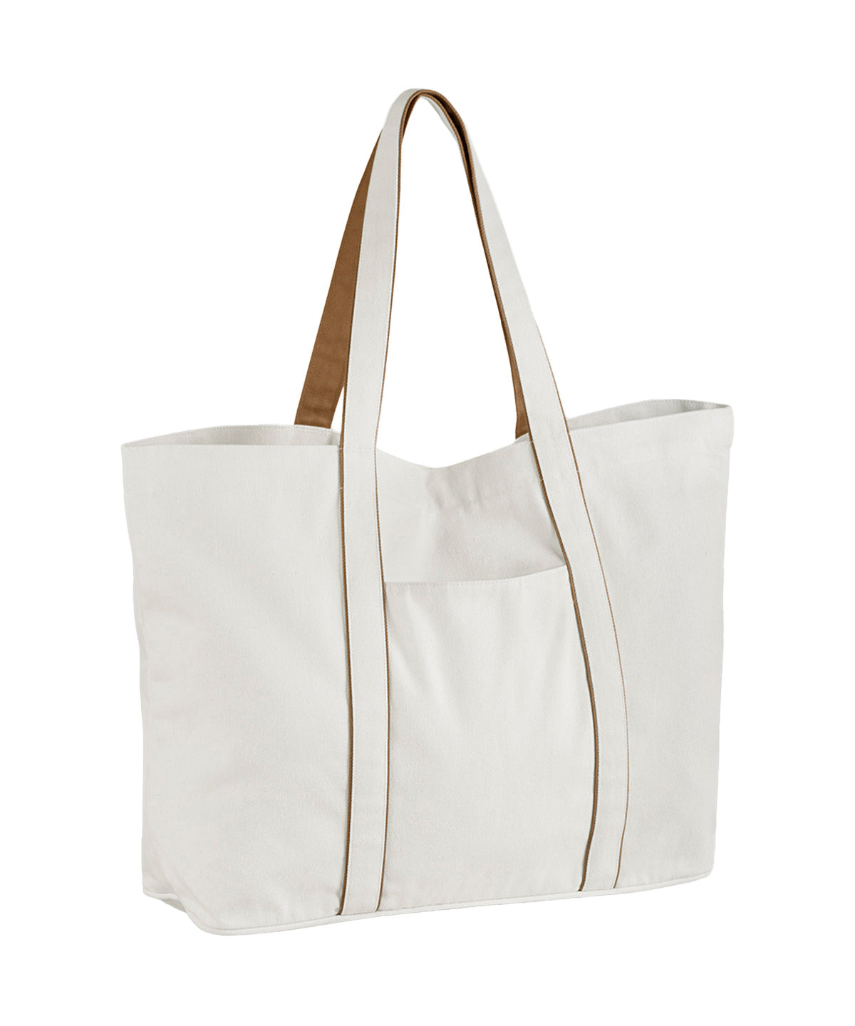 Westford Mill Courtside large tote in Soft White/Caramel, front view