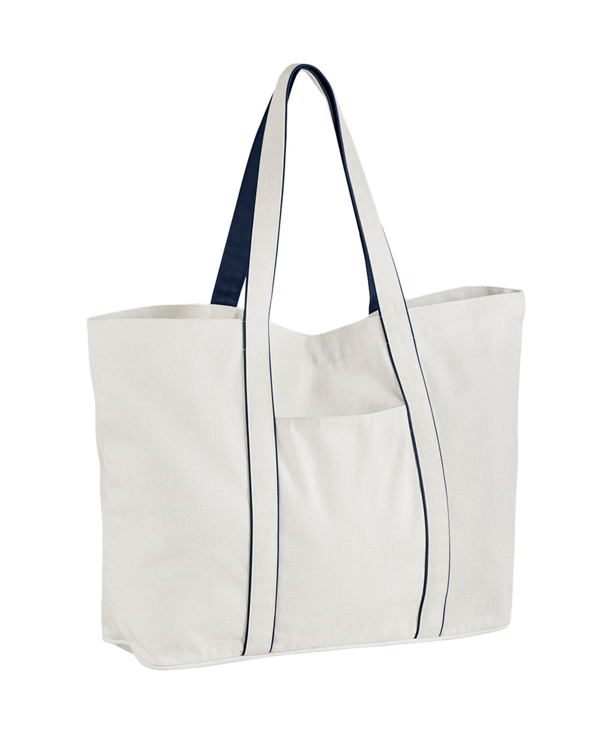 Westford Mill Courtside large tote in Soft White/French Navy, front view