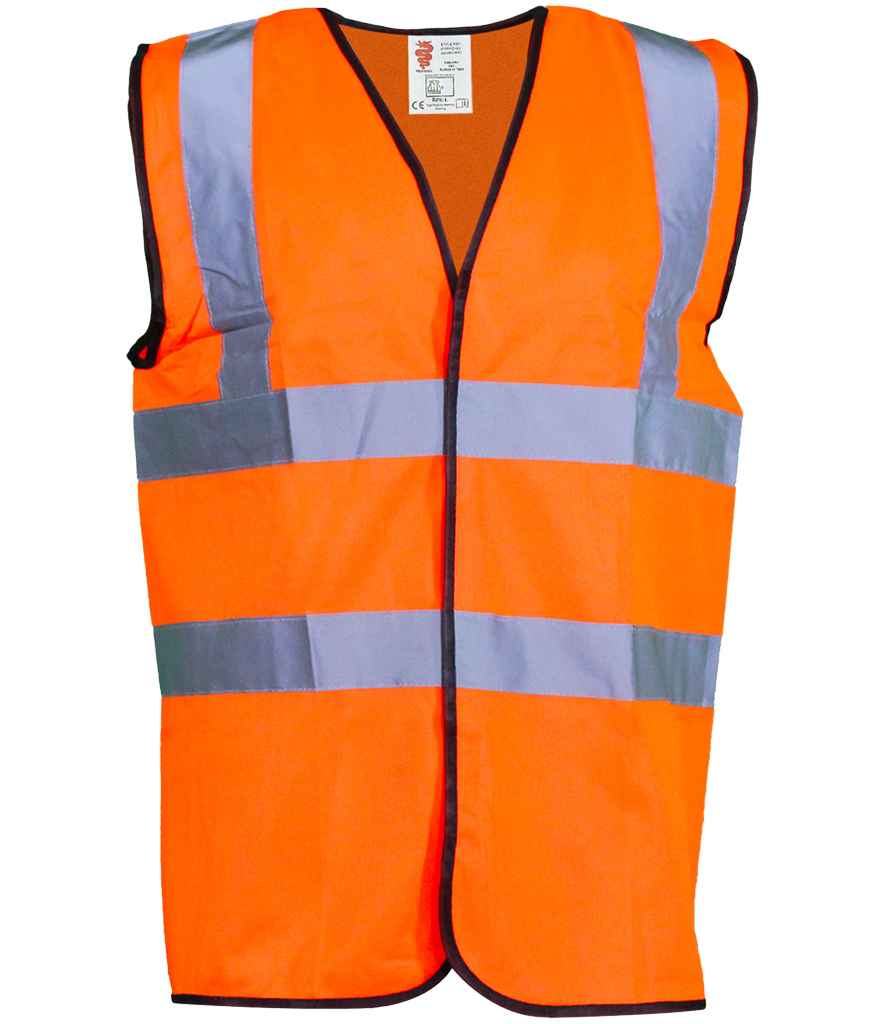 Warrior Hi-Vis Waistcoat in Fluorescent Orange, front view
