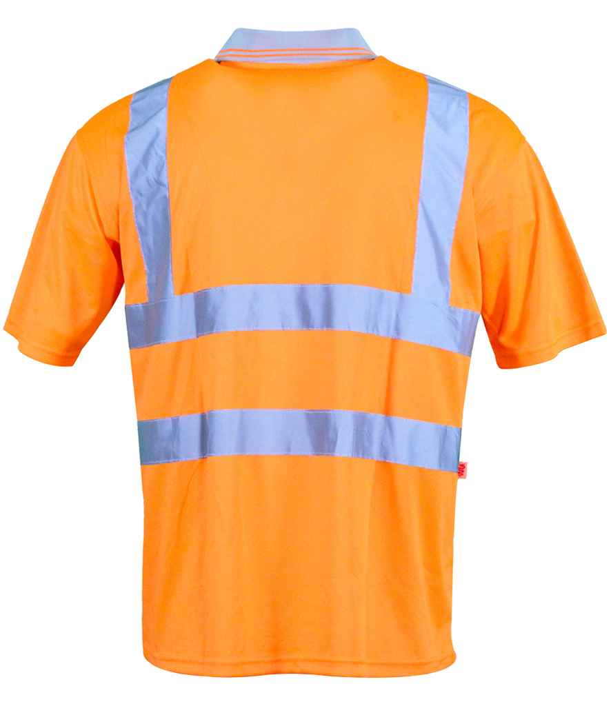 Warrior Hi-Vis Polo Shirt in Fluorescent Orange, back view
