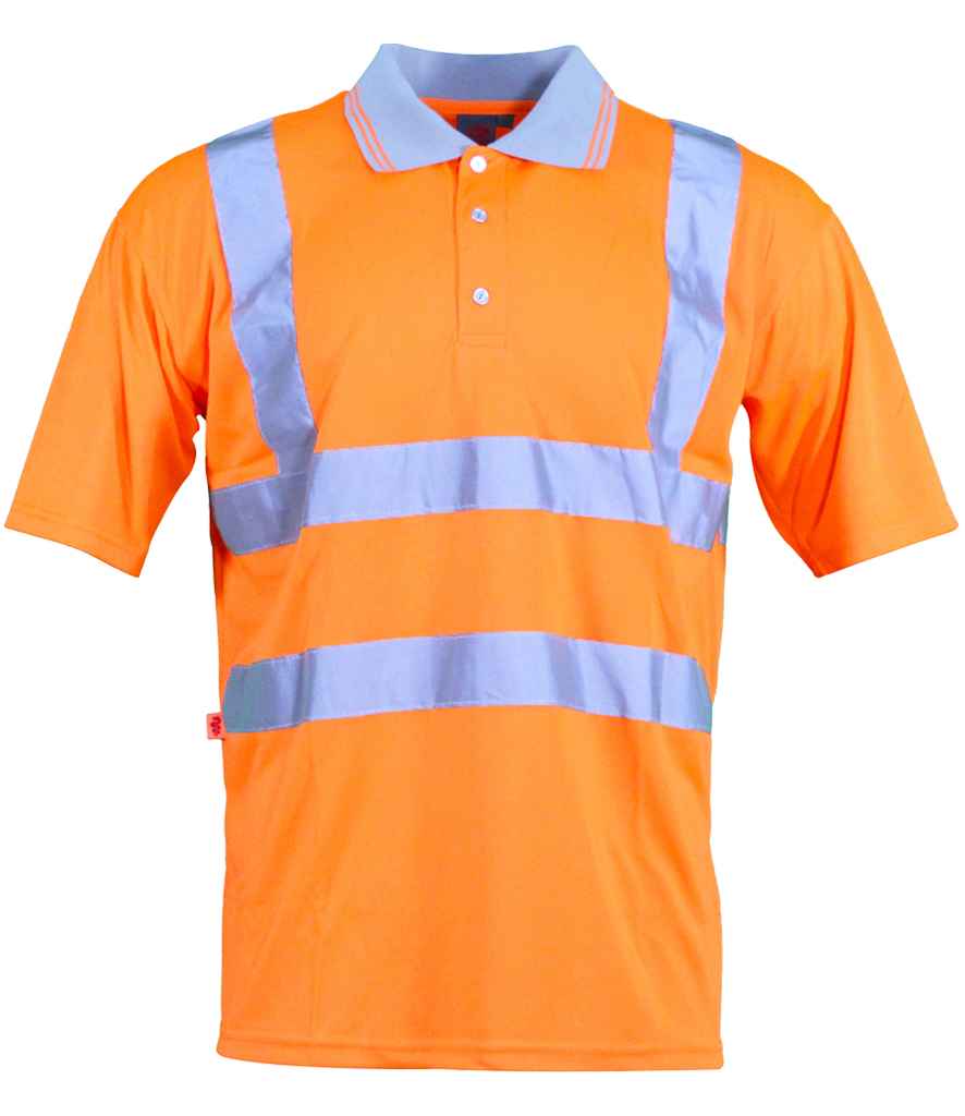 Warrior Hi-Vis Polo Shirt in Fluorescent Orange, front view