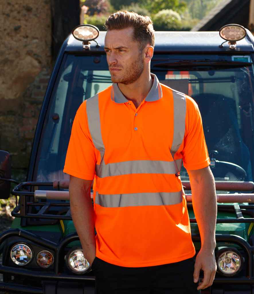 Warrior Hi-Vis Polo Shirt in Fluorescent Orange
