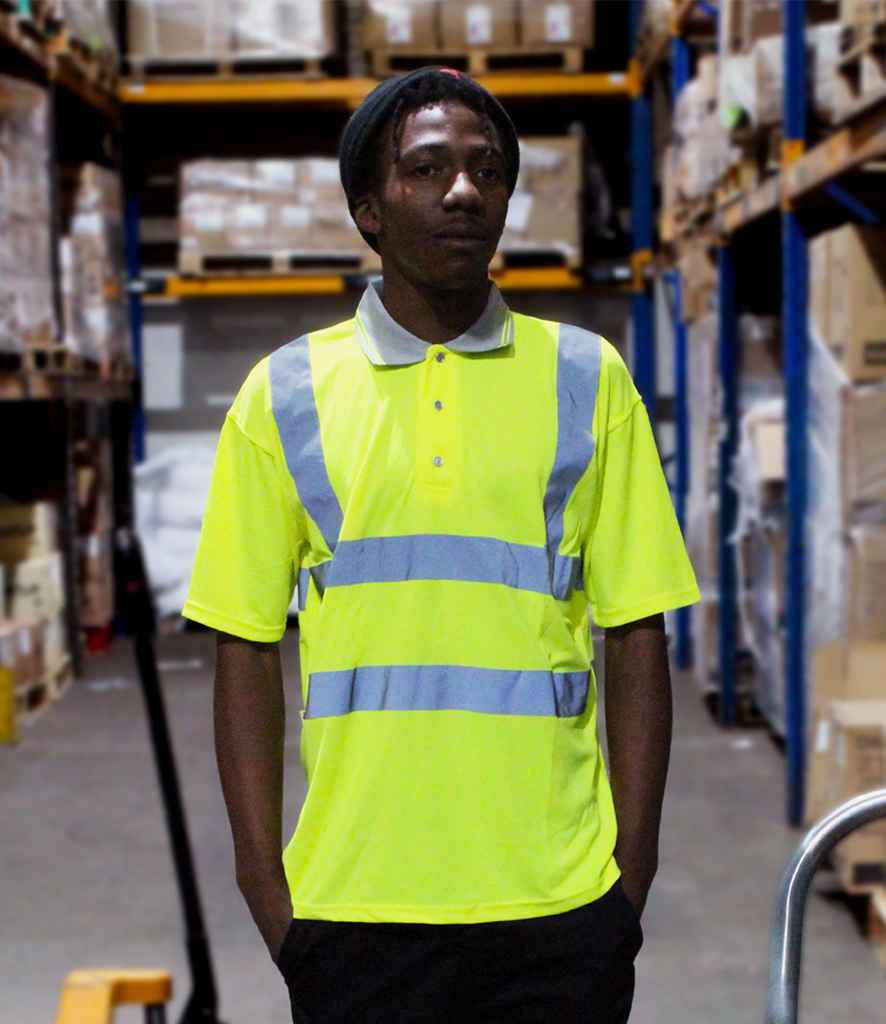 Warrior Hi-Vis Polo Shirt in Fluorescent Yellow