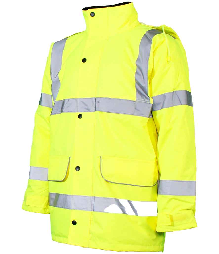 Warrior Hi-Vis Traffic Jacket in Fluorescent Yellow, front view