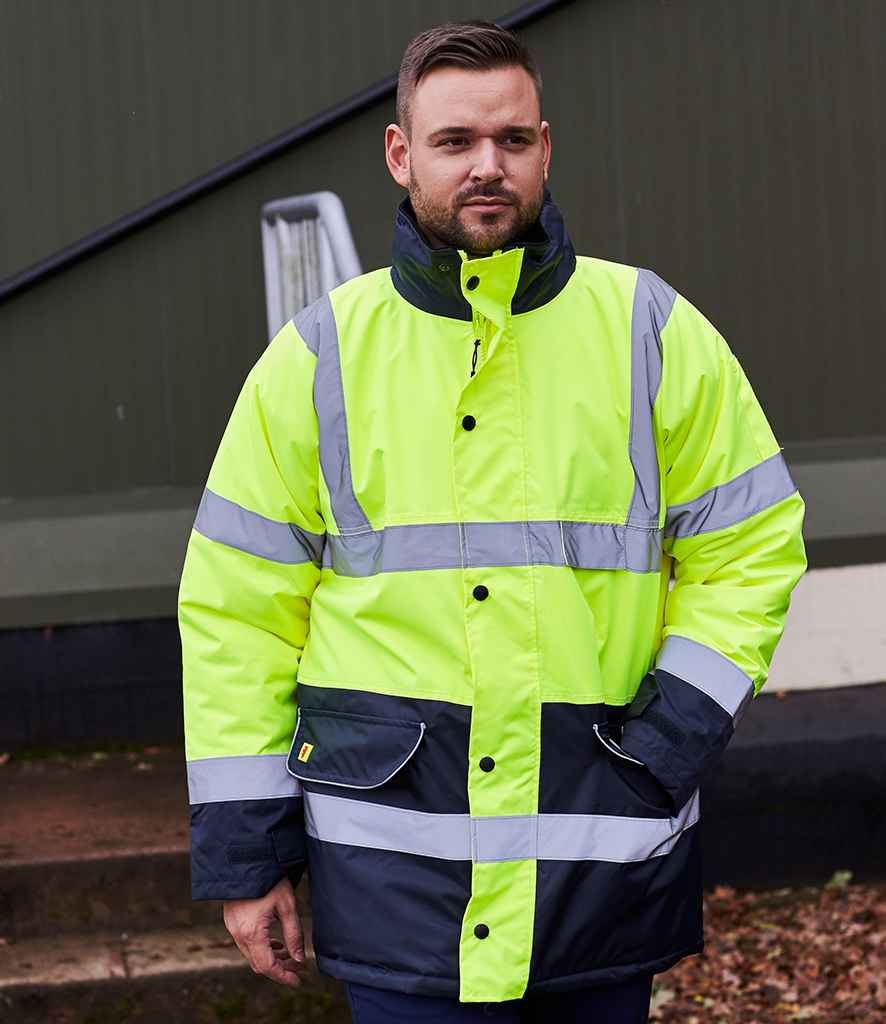Warrior Hi-Vis Contrast Traffic Jacket in Fluorescent Yellow