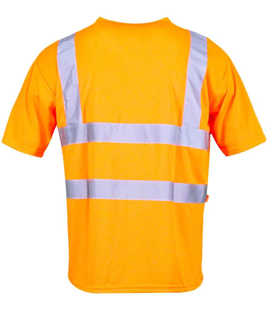 Warrior Hi-Vis T-Shirt in Fluorescent Orange, back view