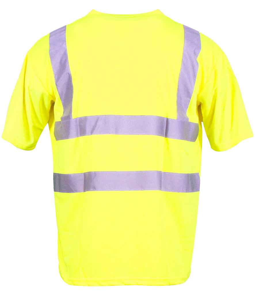 Warrior Hi-Vis T-Shirt in Fluorescent Yellow, back view