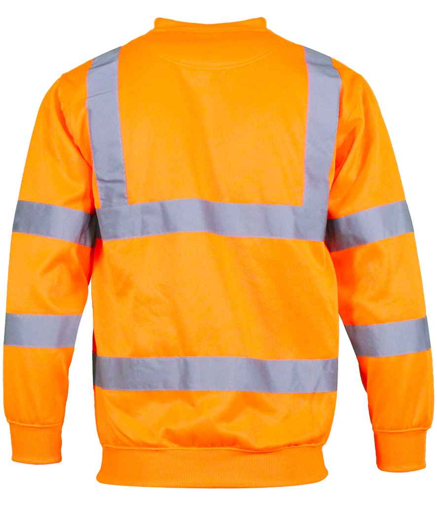 Warrior Hi-Vis Sweatshirt in Fluorescent Orange, back view