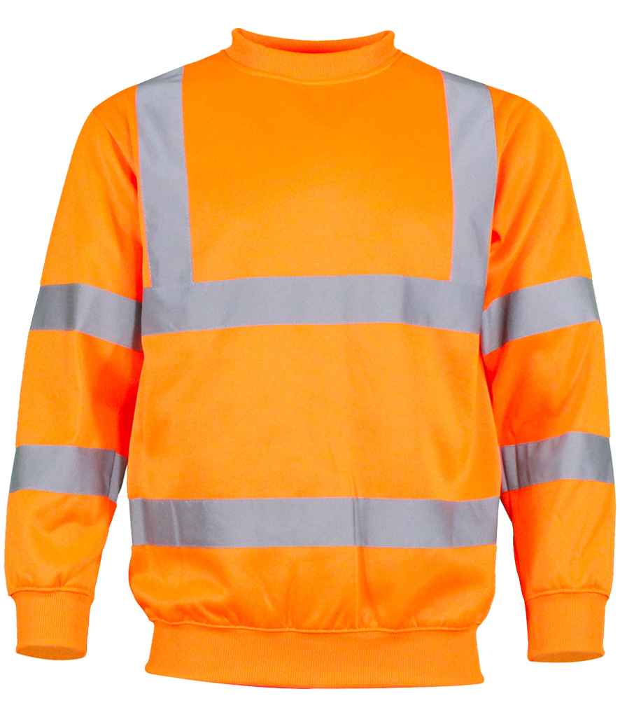 Warrior Hi-Vis Sweatshirt in Fluorescent Orange, front view