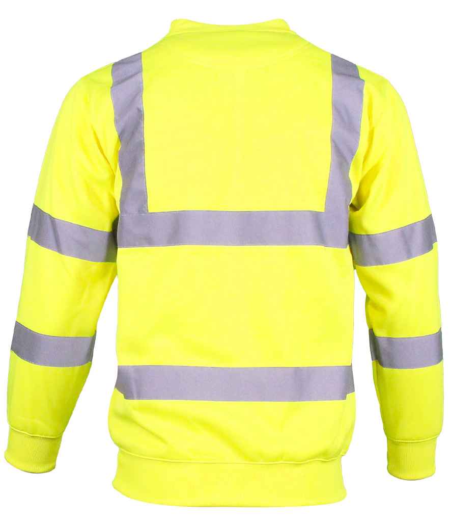 Warrior Hi-Vis Sweatshirt in Fluorescent Yellow, back view