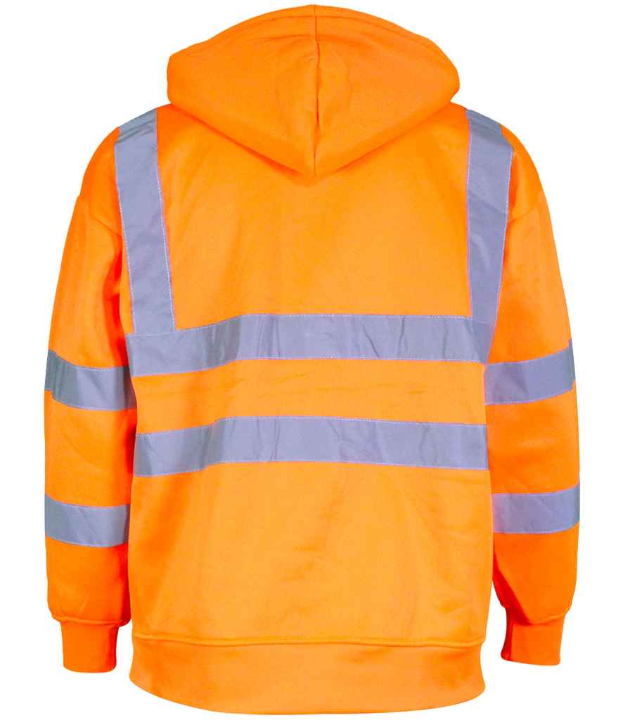 Warrior Hi-Vis Pull On Hoodie in Fluorescent Orange, back view