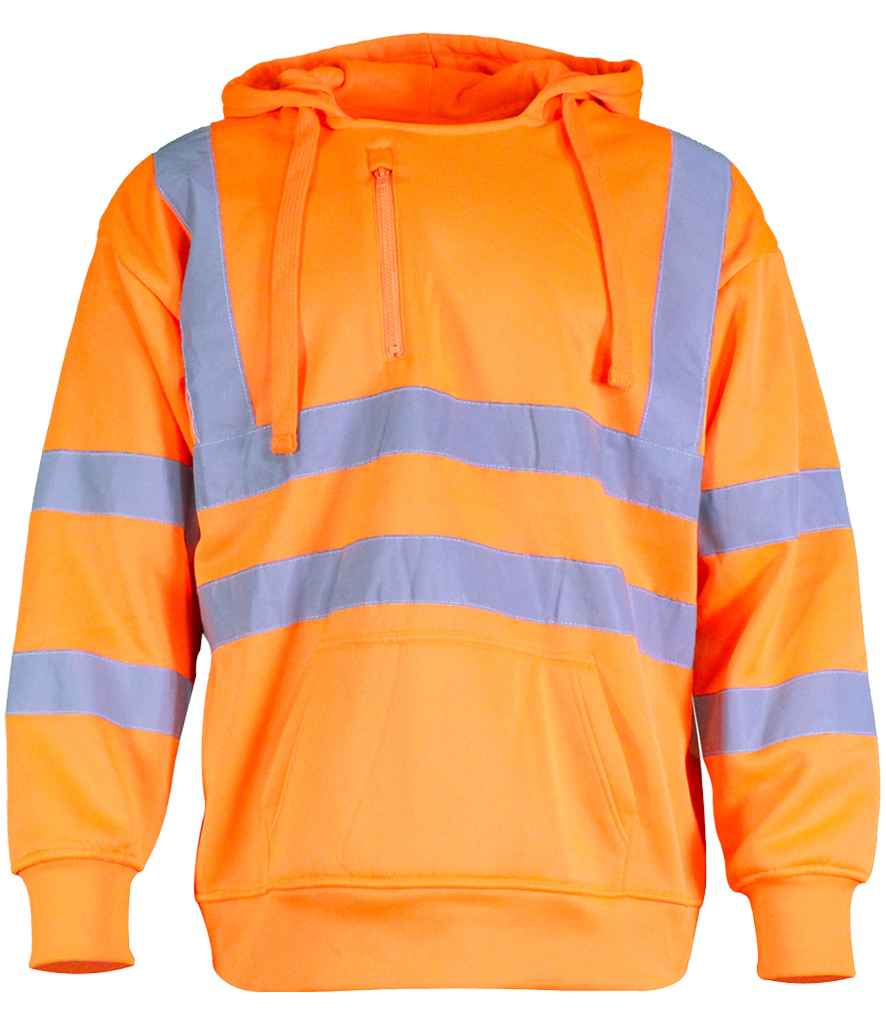 Warrior Hi-Vis Pull On Hoodie in Fluorescent Orange, front view