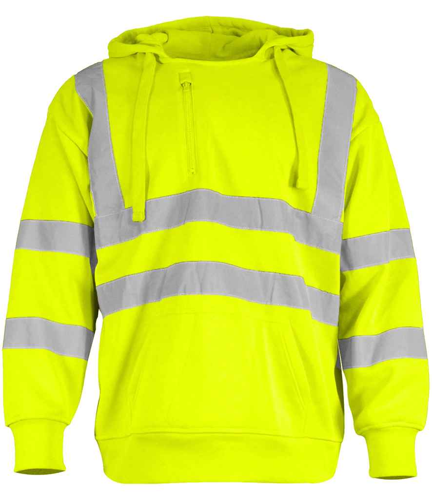 Warrior Hi-Vis Pull On Hoodie in Fluorescent Yellow, front view