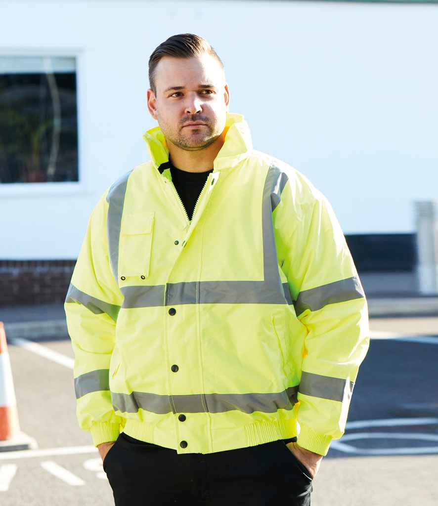 Warrior Hi-Vis Bomber Jacket in Fluorescent Yellow