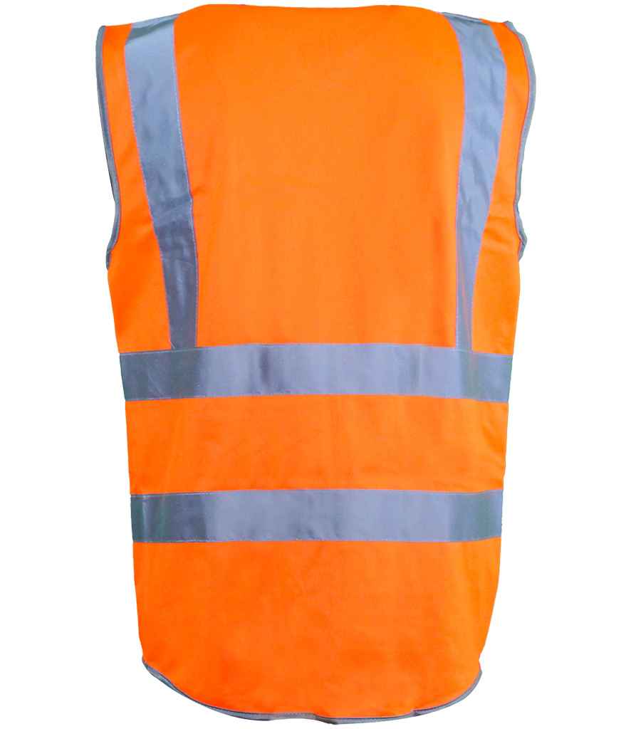 Warrior Hi-Vis Executive Waistcoat in Orange, back view
