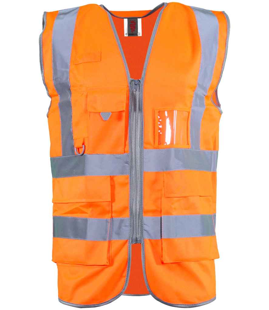 Warrior Hi-Vis Executive Waistcoat in Orange, front view