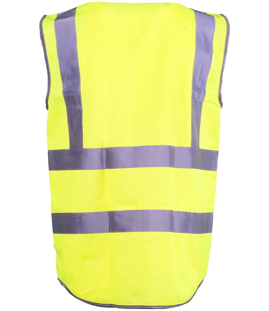 Warrior Hi-Vis Executive Waistcoat in Yellow, back view