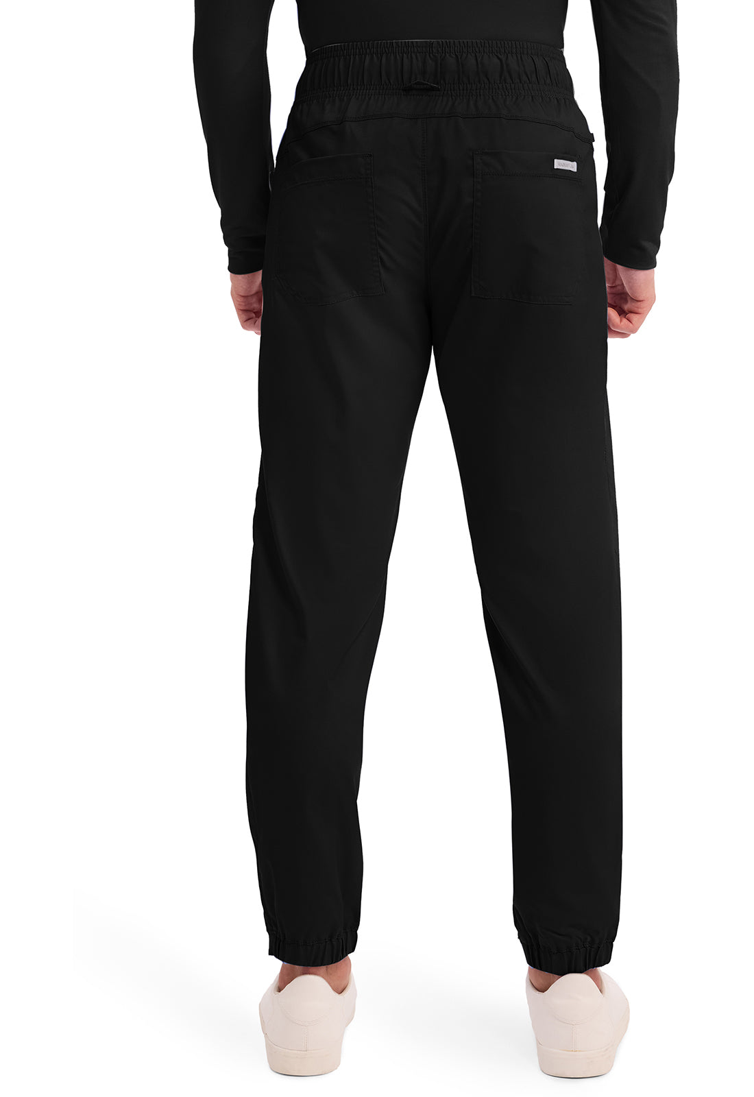 Cherokee WWE012 Men's Natural Rise Jogger in Black, back view