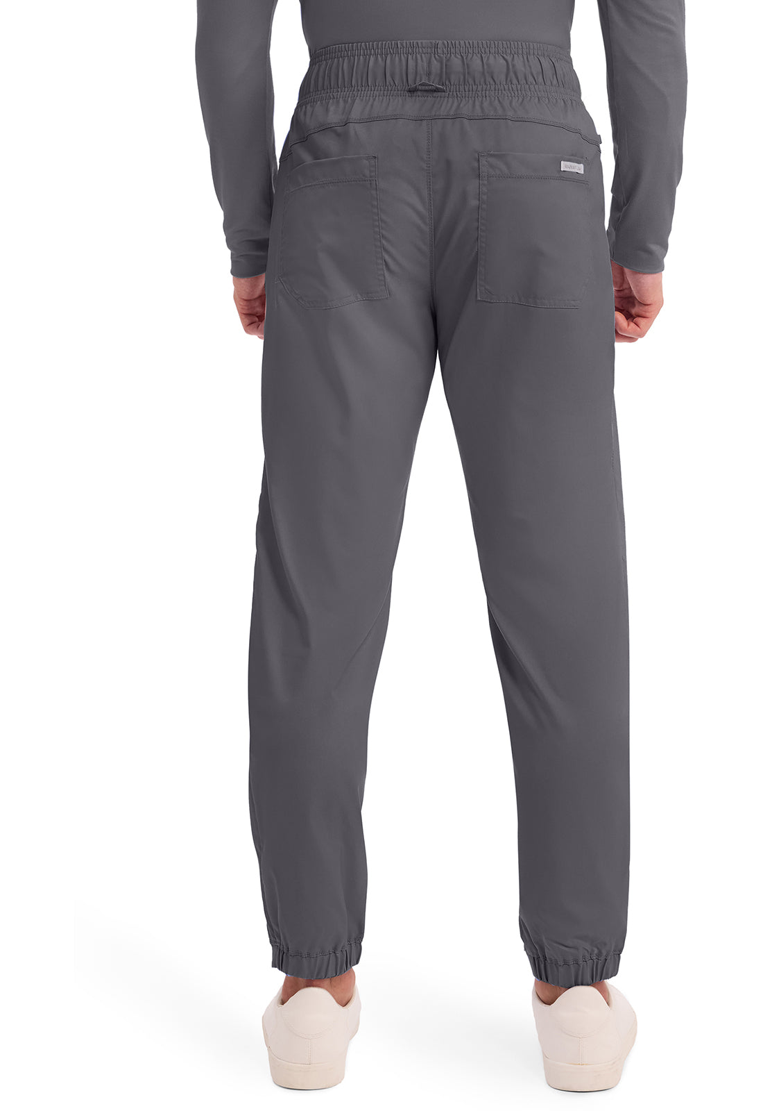 Cherokee WWE012 Men's Natural Rise Jogger in Pewter, back view