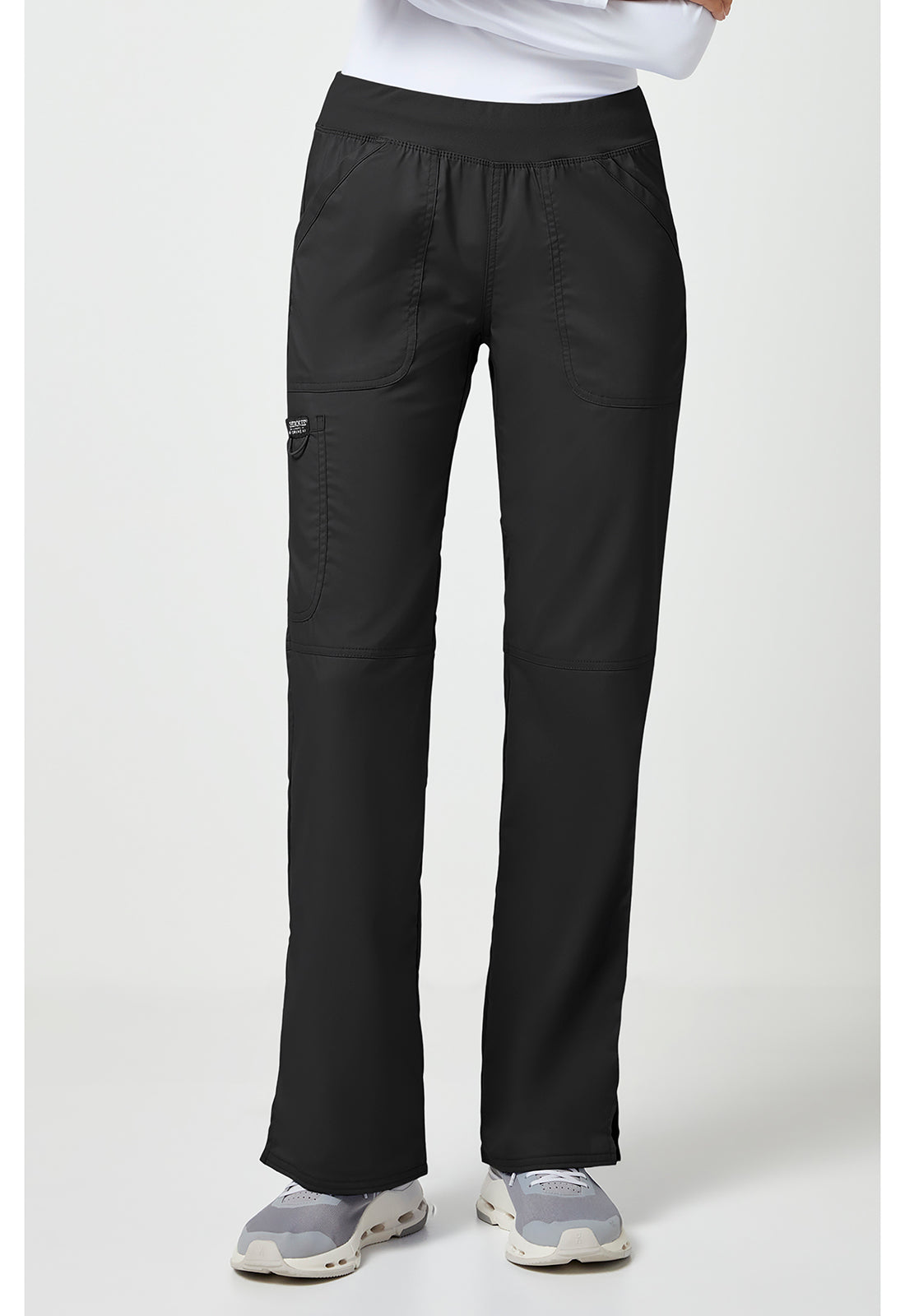 Cherokee WWE110 Mid Rise Straight Leg Pull-on Pant - Black (front)