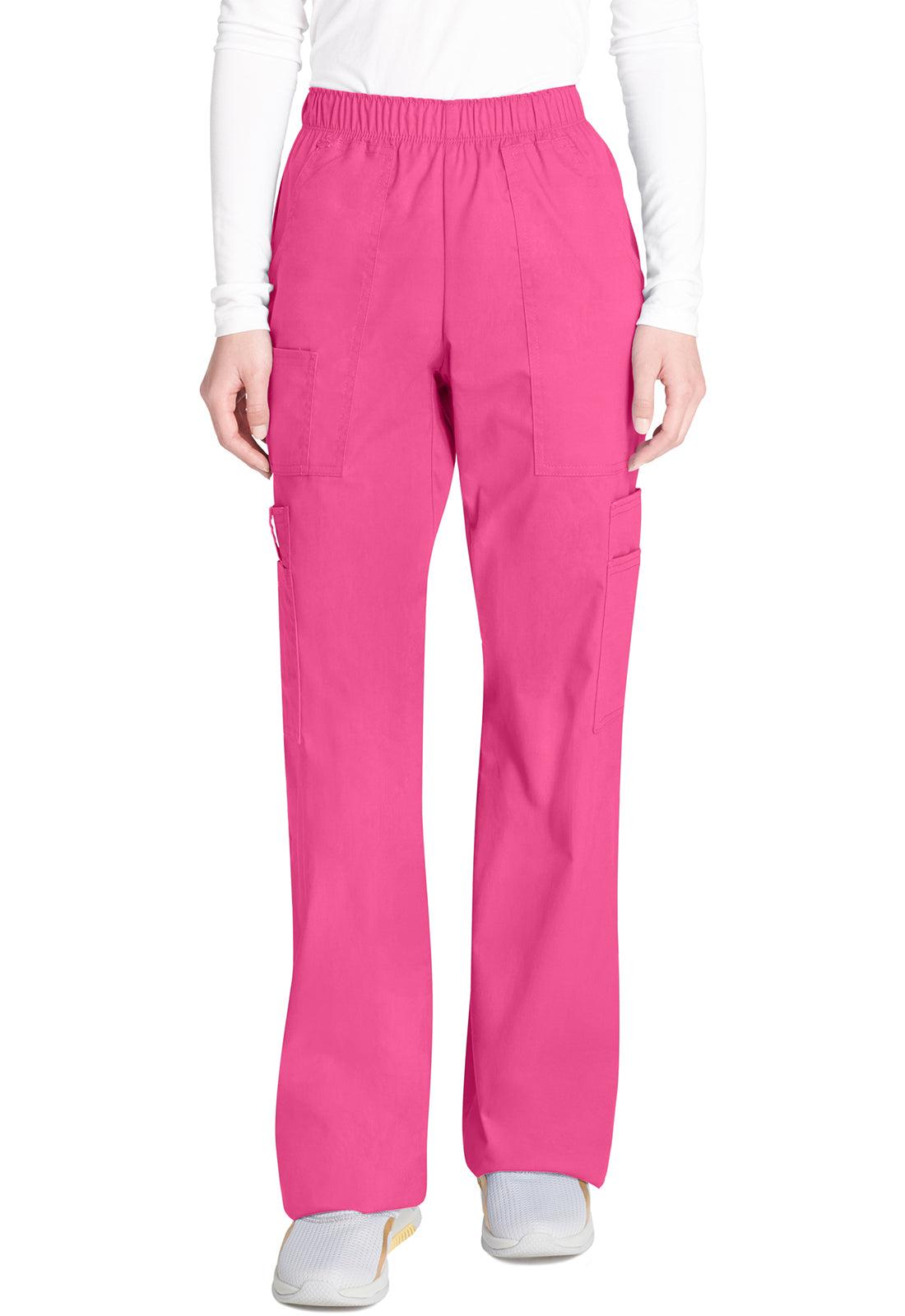 Cherokee WWE4005 Mid Rise Pull-On Cargo Pant - Shocking Pink (front)