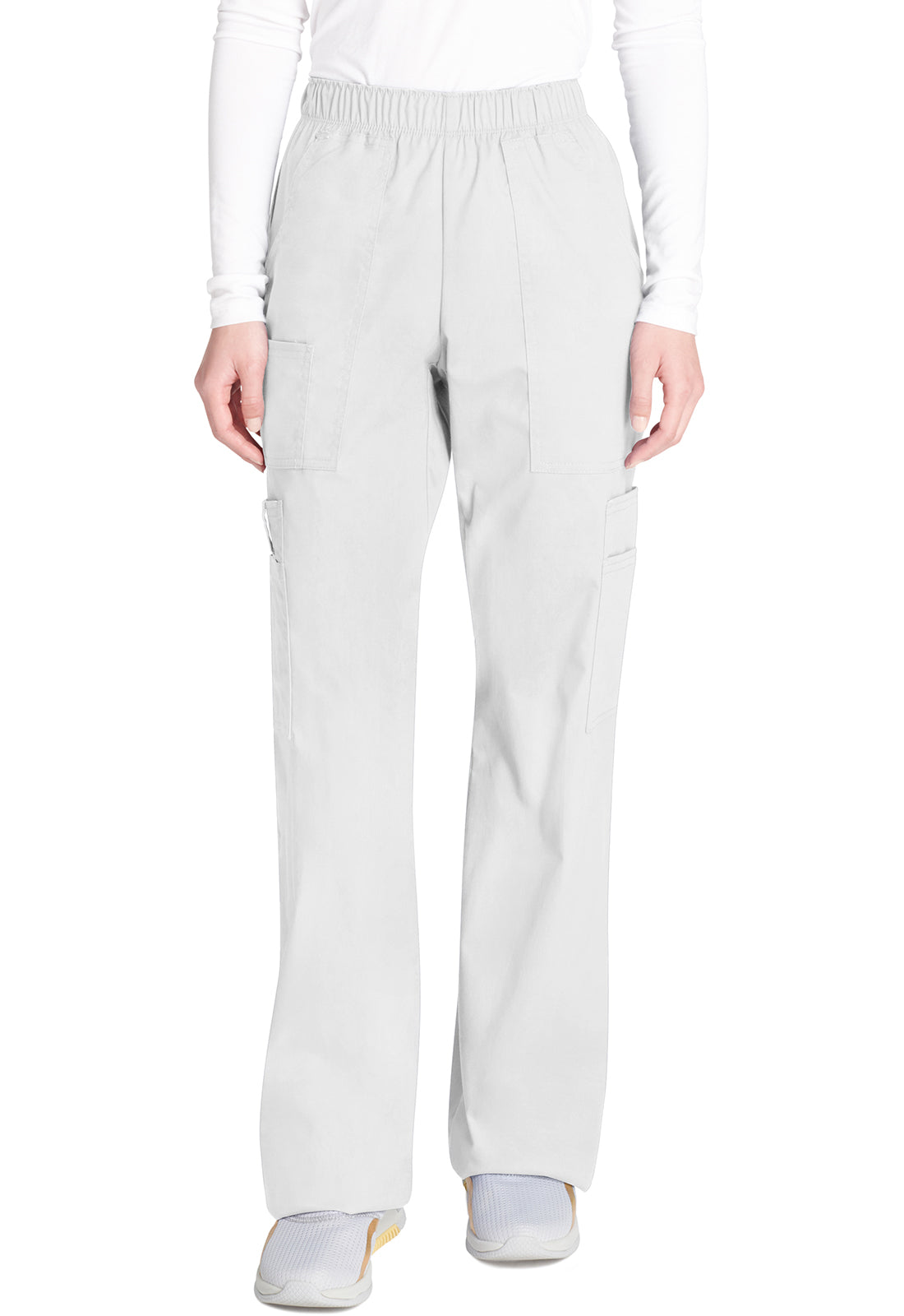 Cherokee WWE4005 Mid Rise Pull-On Cargo Pant - White (front)