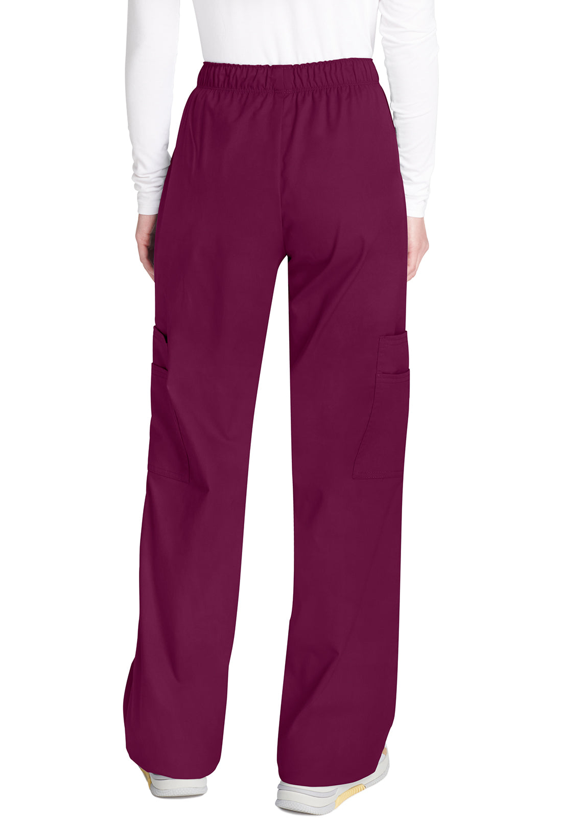 Cherokee WWE4005 Mid Rise Pull-On Cargo Pant - Wine (back)