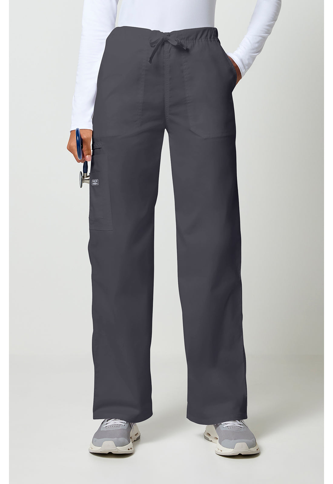 Cherokee WWE4043 Unisex Drawstring Cargo Pant - Pewter (front)