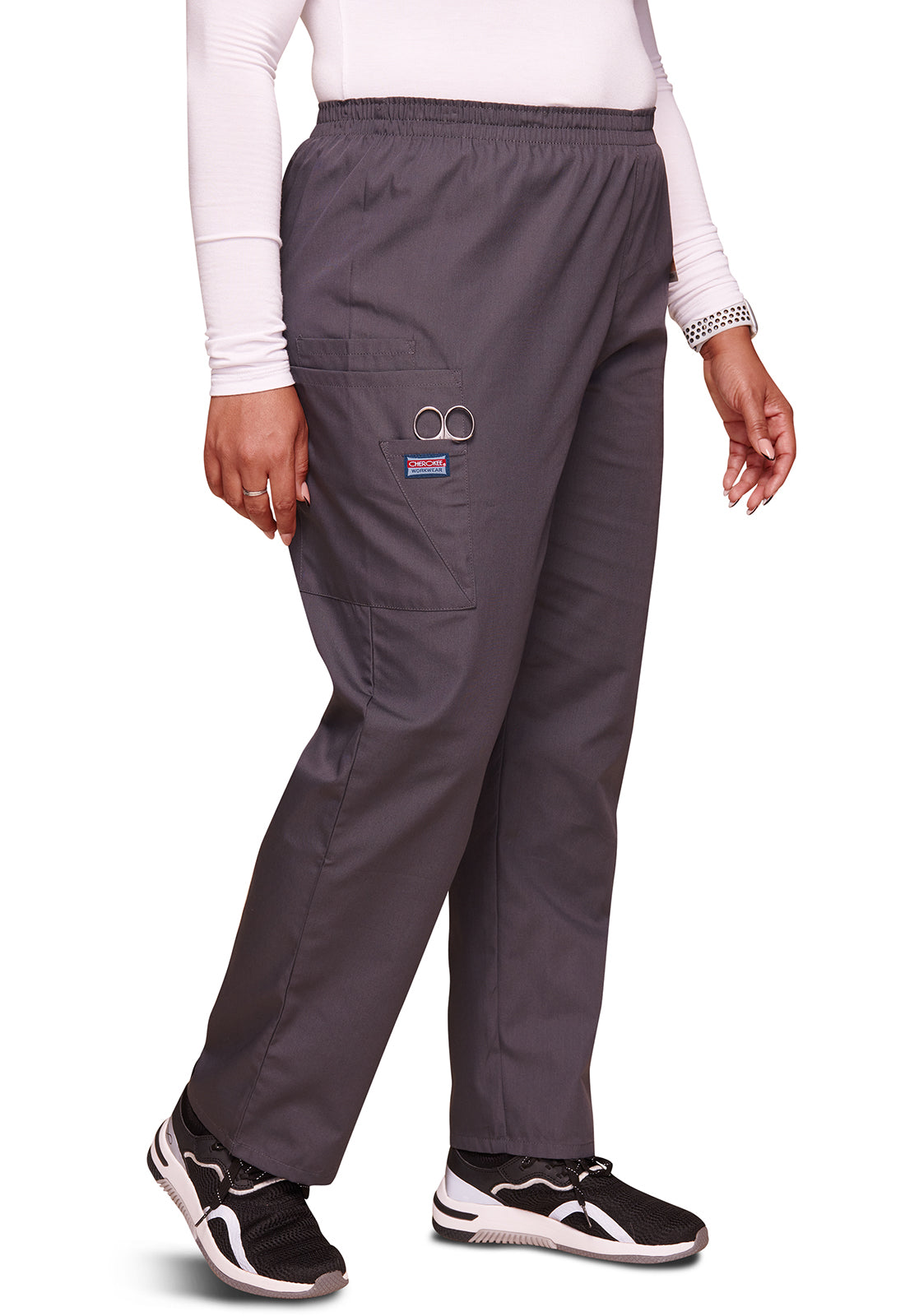 Cherokee WWE4200P Pull-on Cargo Pant - Pewter (front)