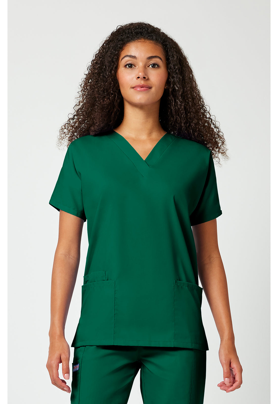Cherokee WWE4700 V-Neck Top - Hunter Green (front)