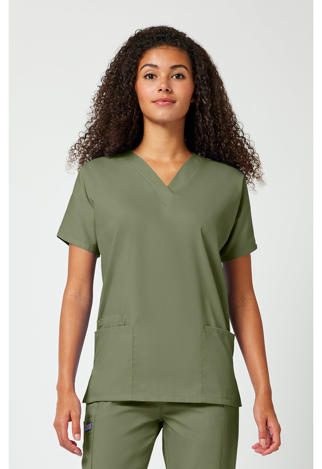 Cherokee WWE4700 V-Neck Top - Olive (front)