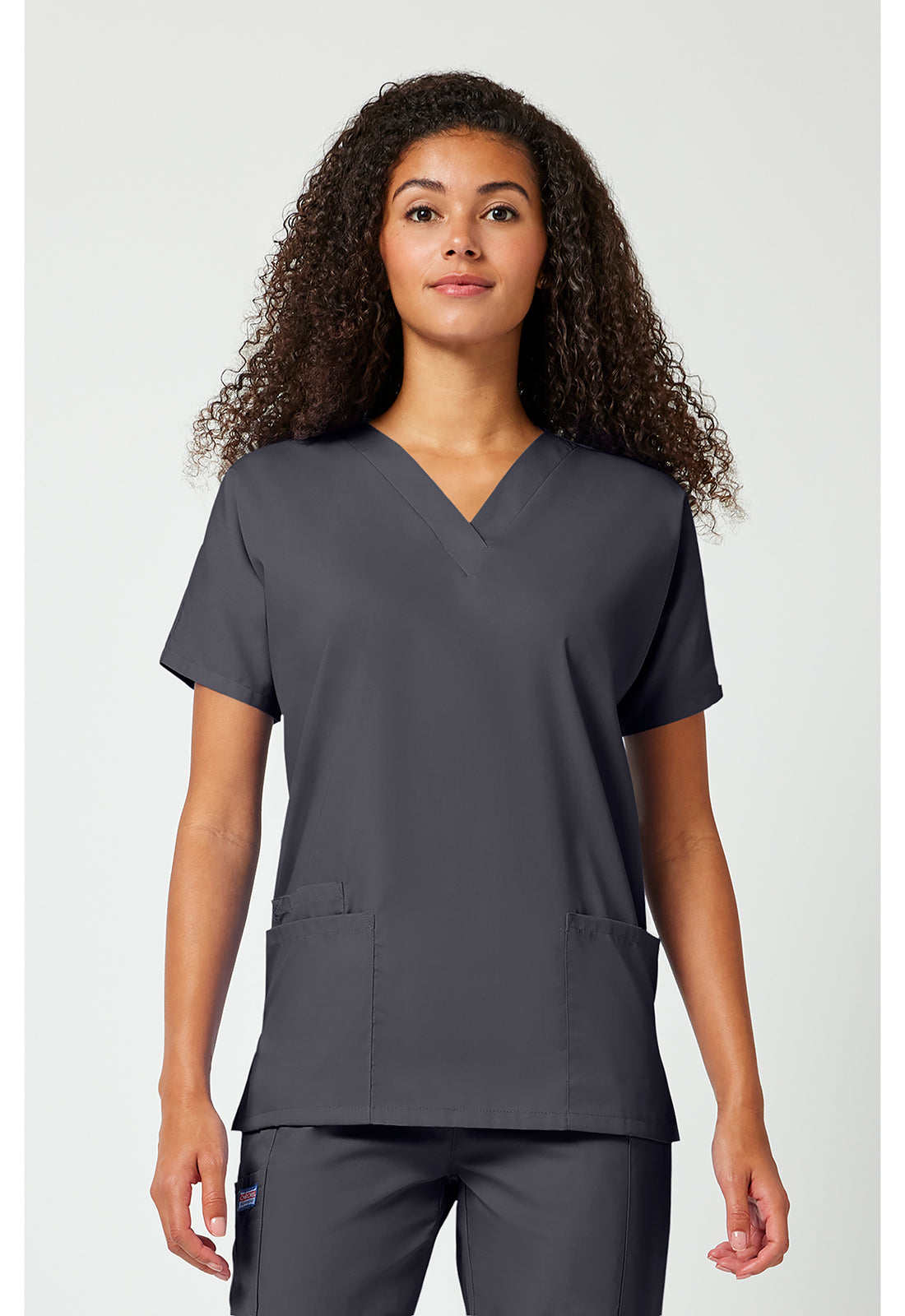 Cherokee WWE4700 V-Neck Top - Pewter (front)