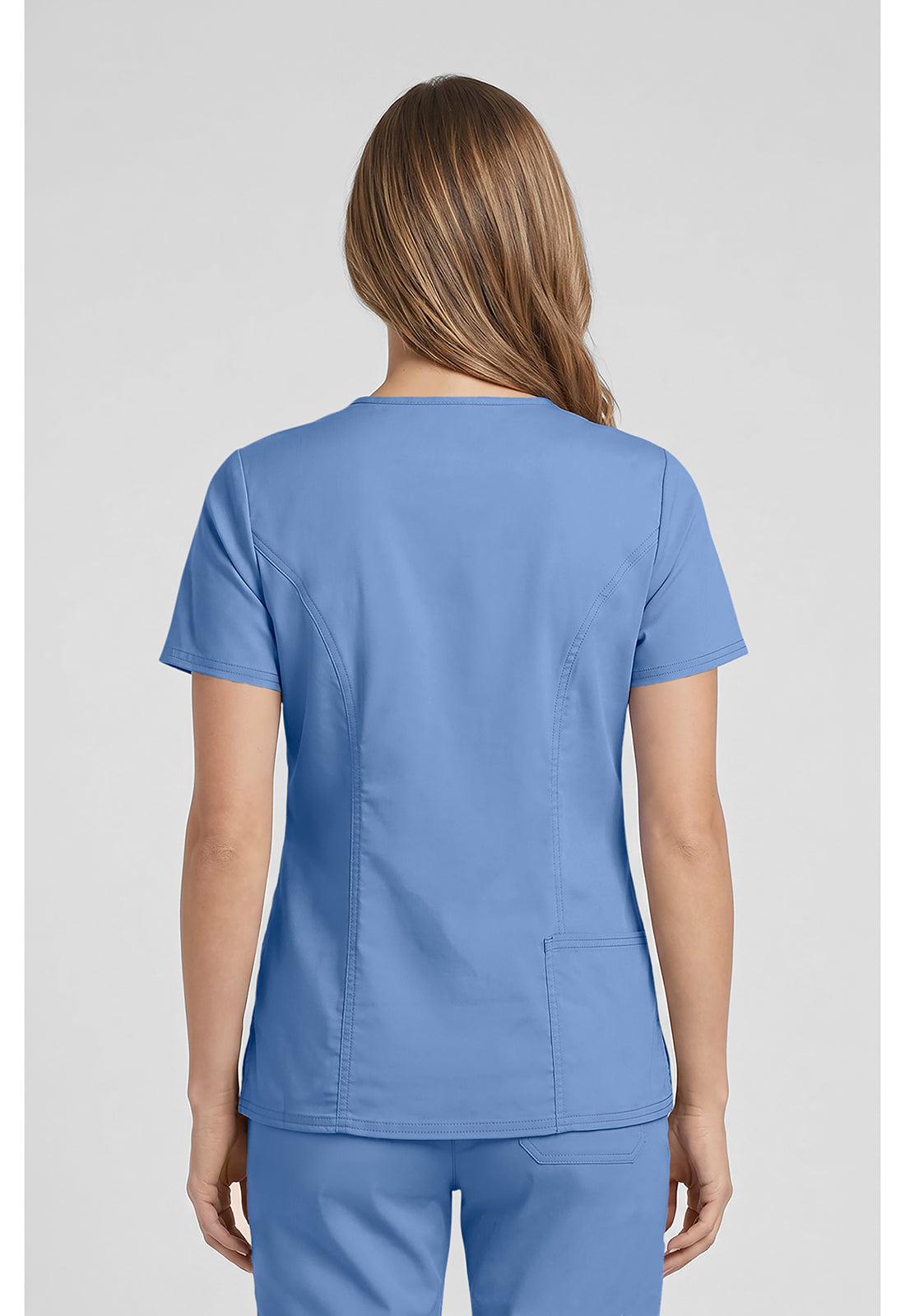 Cherokee WWE4710 V-Neck Top - Ciel (back)
