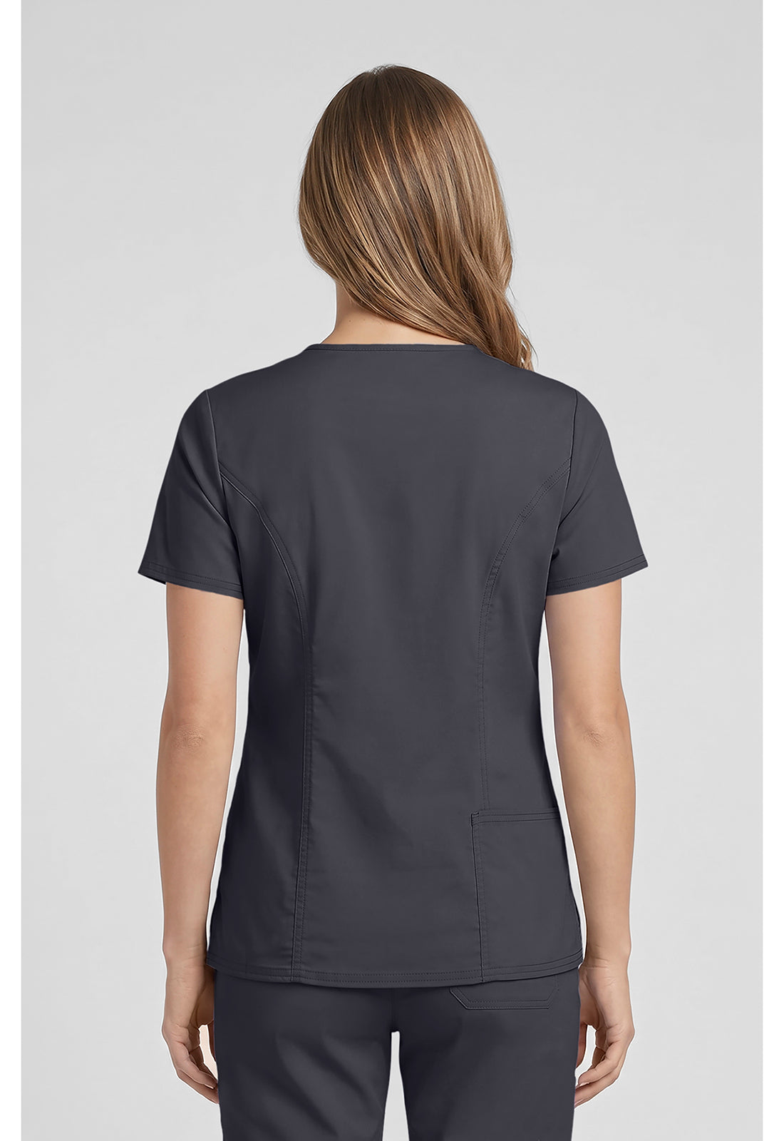Cherokee WWE4710 V-Neck Top - Pewter (back)