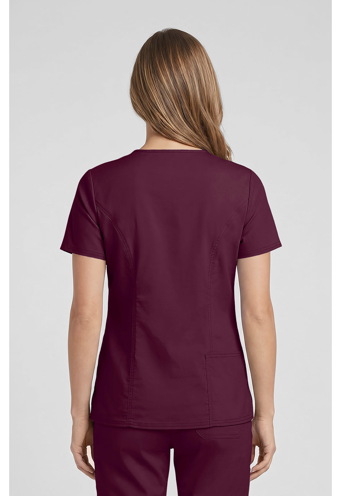 Cherokee WWE4710 V-Neck Top - Wine (back)
