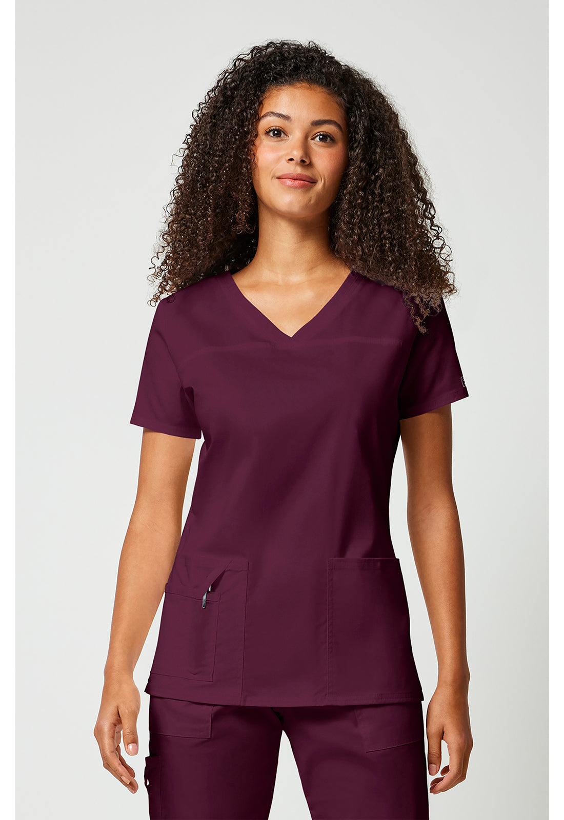 Cherokee WWE4727 V-Neck Top - Wine (front)