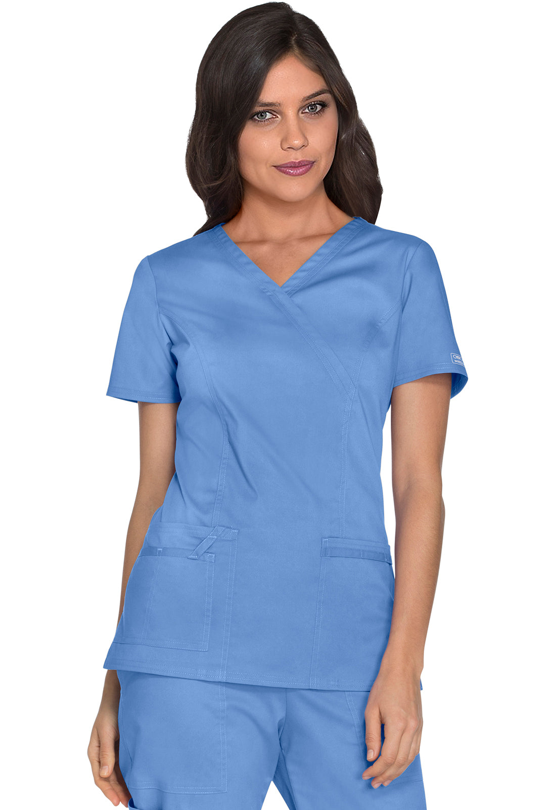 Cherokee WWE4728 Mock Wrap Top - Ciel (front)