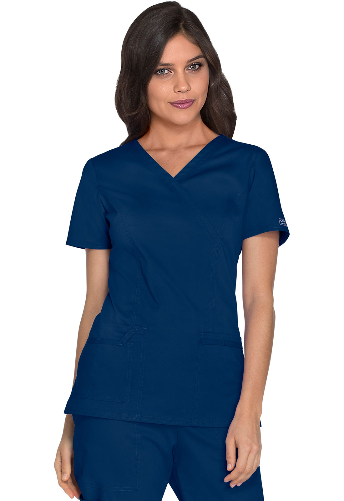 Cherokee WWE4728 Mock Wrap Top - Navy (front)