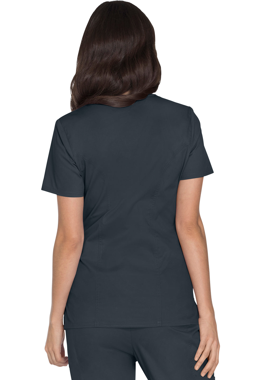 Cherokee WWE4728 Mock Wrap Top - Pewter (back)