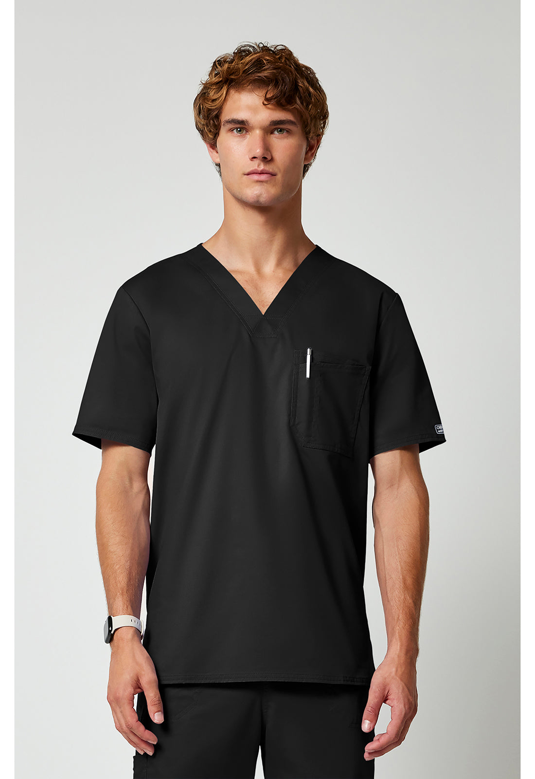 Cherokee WWE4743 Men's Tuckable V-Neck Top - Black (front)