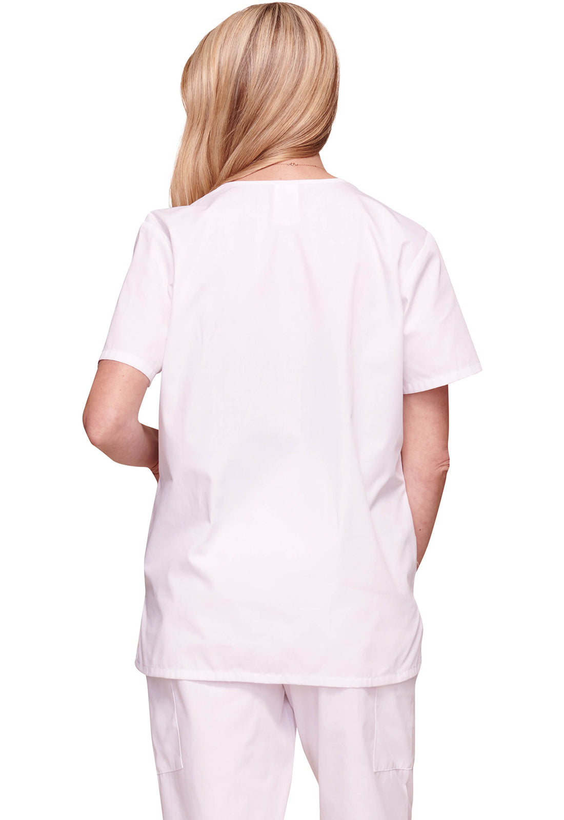 Cherokee WWE4770 Snap Front V-Neck Top - White (back)