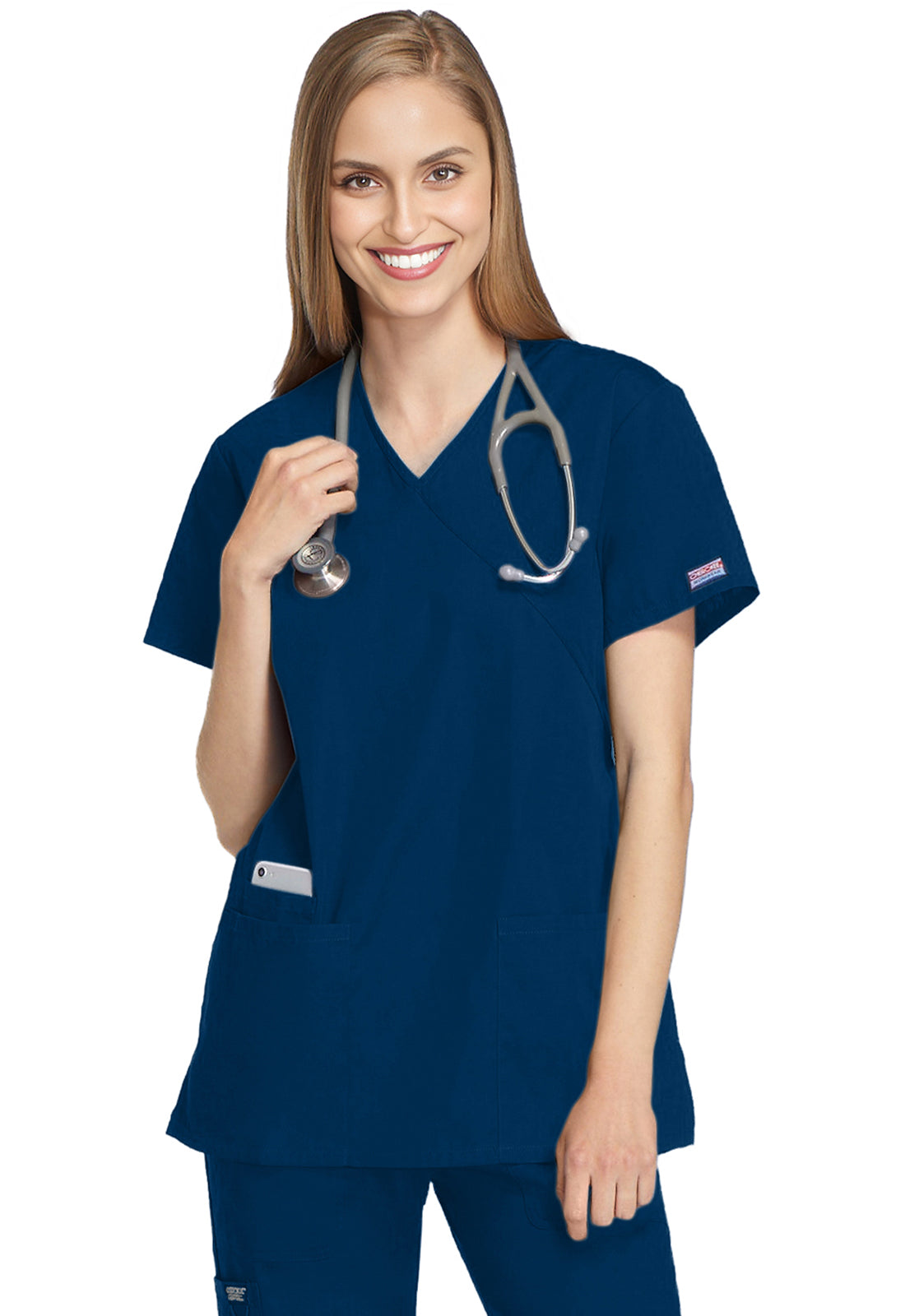 Cherokee WWE4801 Mock Wrap Tunic - Navy (front)