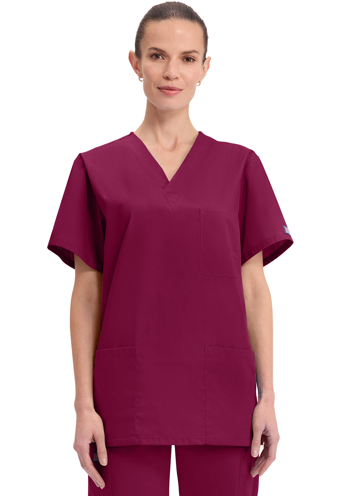 Cherokee WWE4876 Unisex V-Neck Top - Wine (front)