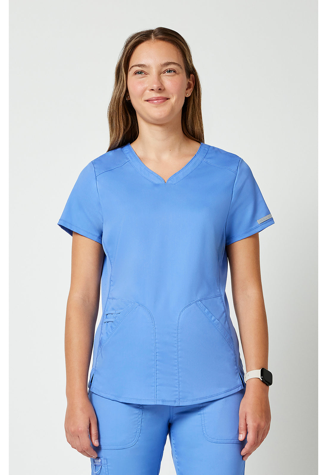 Cherokee WWE601 V-Neck Top - Ciel Blue (front)