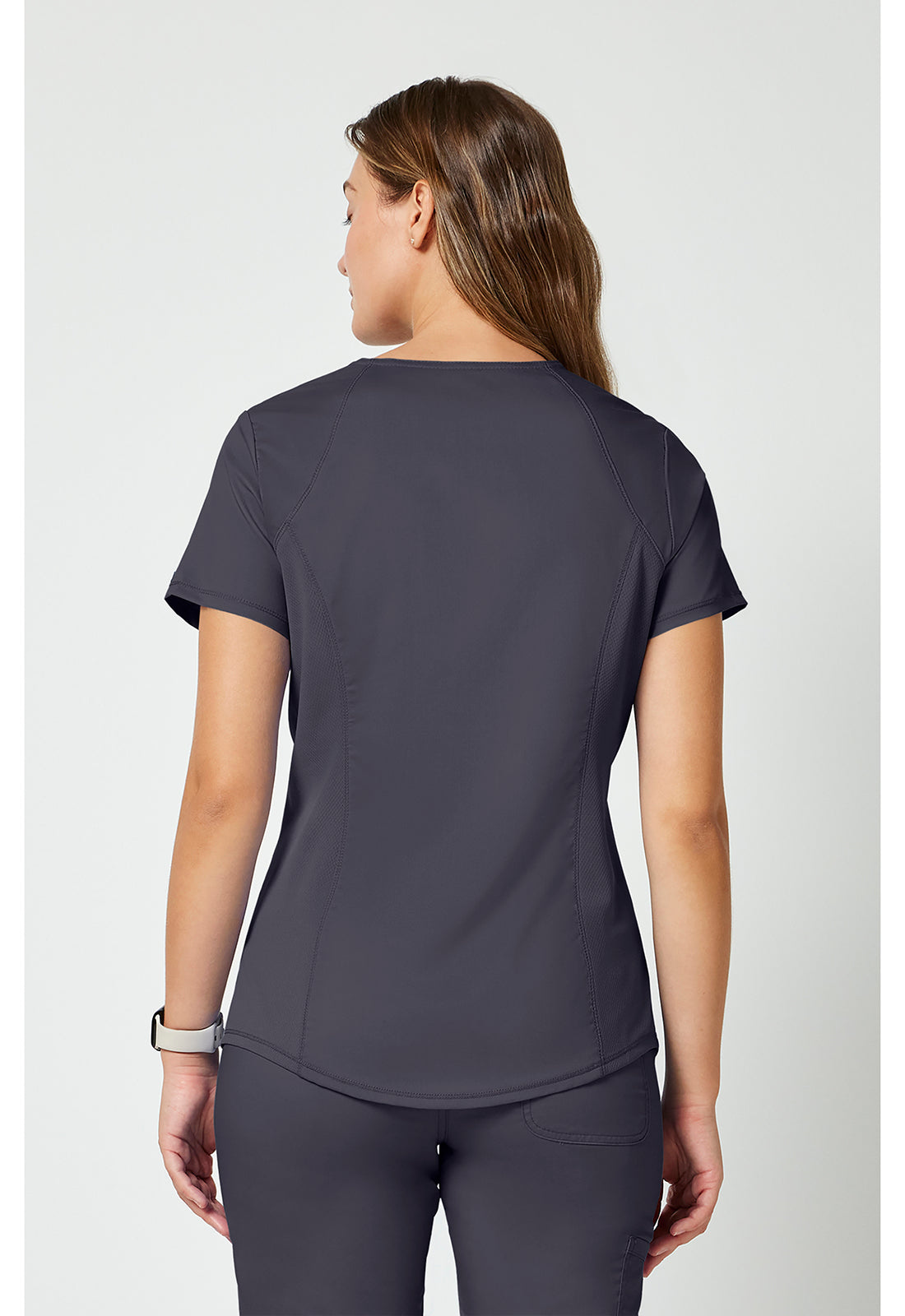 Cherokee WWE601 V-Neck Top - Pewter (back)
