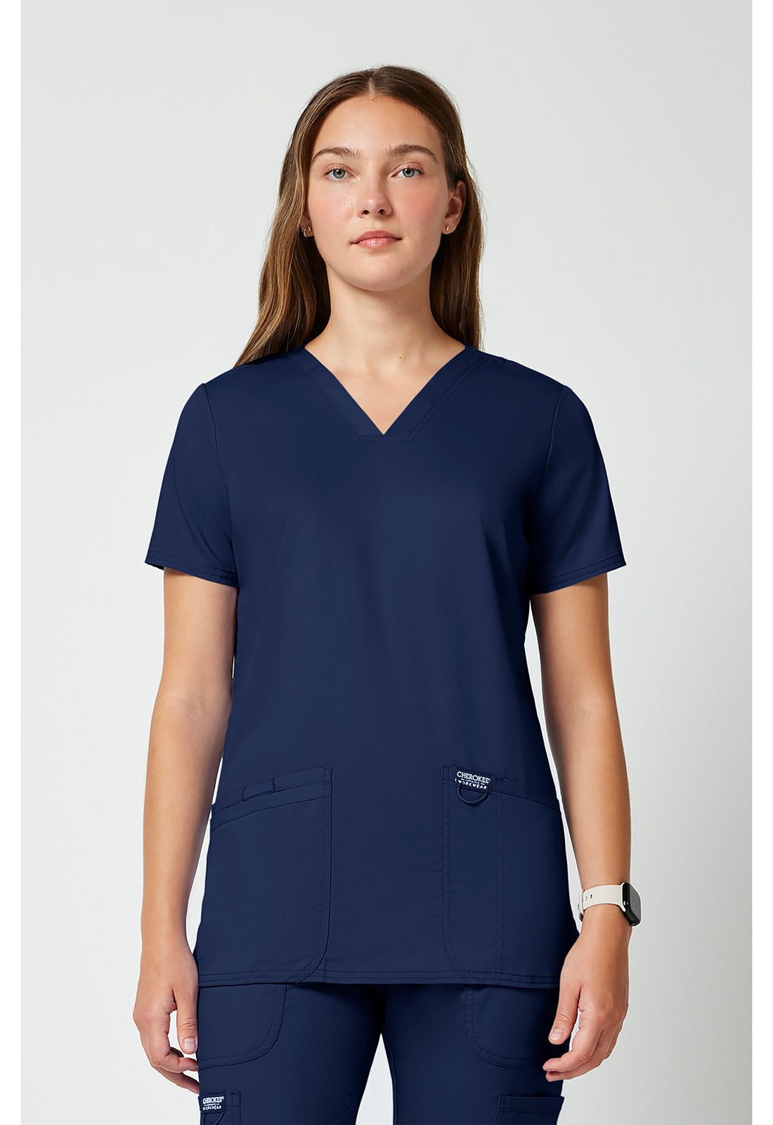 Cherokee WWE620 V-Neck Top - Navy (front)