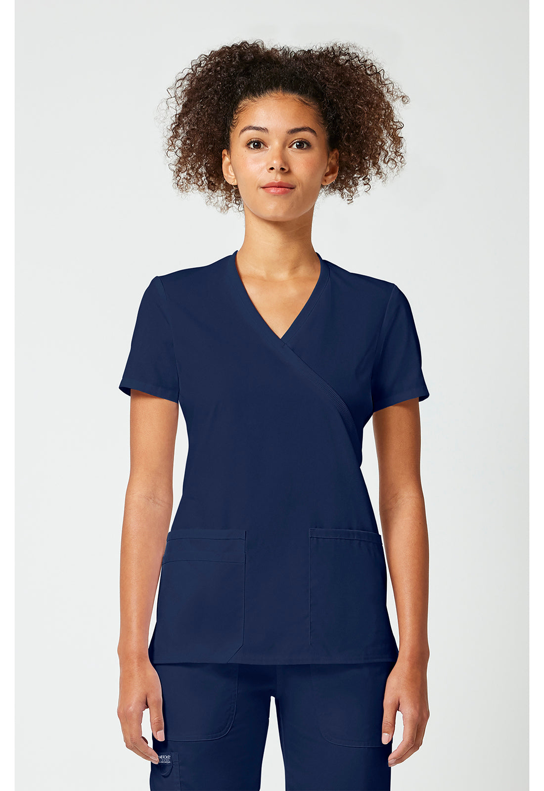 Cherokee WWE650 Mock Wrap Top - Navy (front)