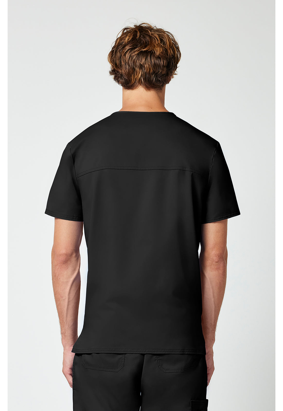 Cherokee WWE670 Men's V-Neck Top - Black (back)