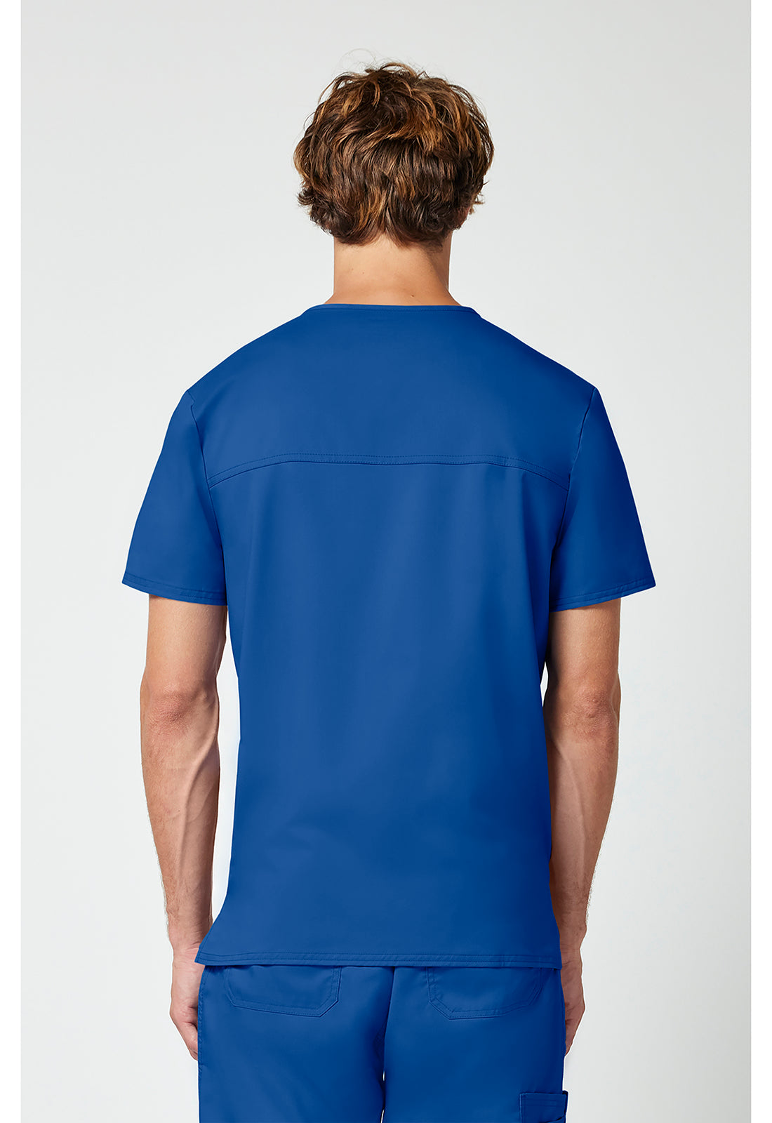 Cherokee WWE670 Men's V-Neck Top - Royal (back)
