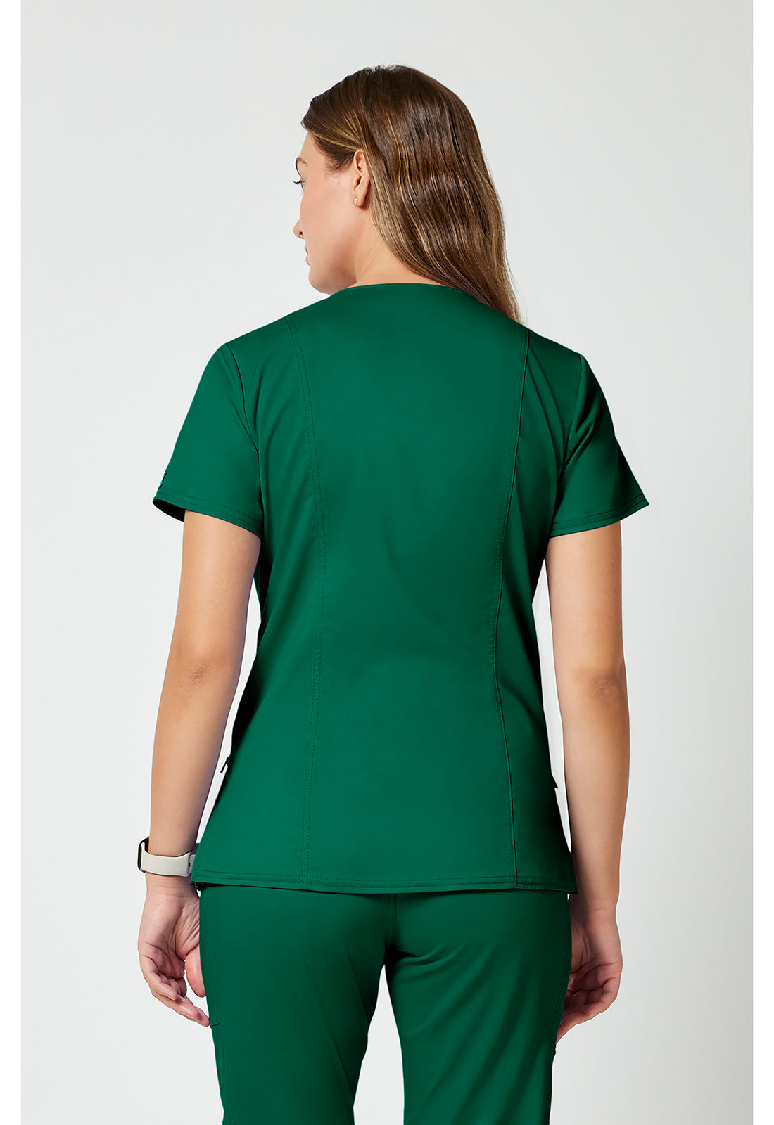Cherokee WWE688 Maternity Mock Wrap Top - Hunter Green (back)